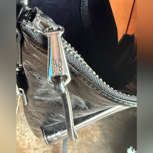 NWT HOBO brand black leather fold over or up, shoulder/CB new bag. silver hdw - Picture 6 of 16